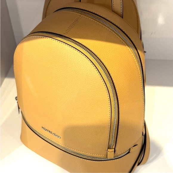Michael Kors Rhea Medium Color-Block Signature Logo Backpack Pop Orange - Picture 7 of 11